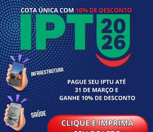 Atenção contribuintes de Guanambi: A Secretaria Municipal da Fazenda está com a CAMPANHA de pagamento do IPTU 2026 com DESCONTO de 10% até dia 31 de Março