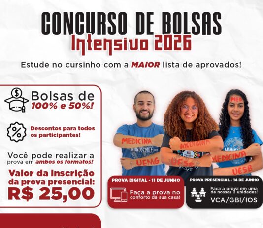 CONCURSO DE BOLSAS INTENSIVO 2026: Sua chance de estudar no cursinho que mais aprova, ZÊNITE
