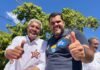 Prefeito do União Brasil de ACM NETO recepciona JERÔNIMO com adesivo do 13 no peito